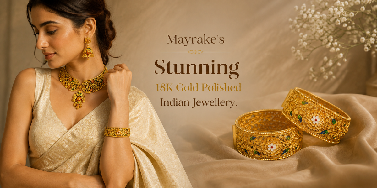 Buy Jewelry Online in the US: Discover Mayrake's Stunning 18K Gold Polished Indian Jewellery