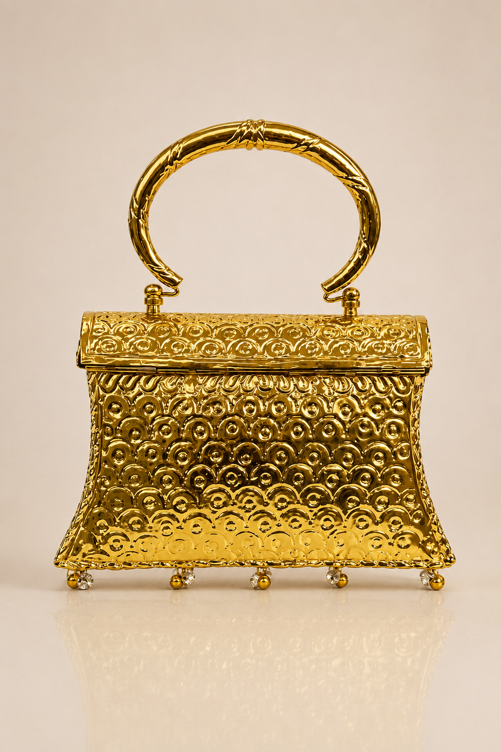 Gold Metal Clutch with Vintage Elephant Design