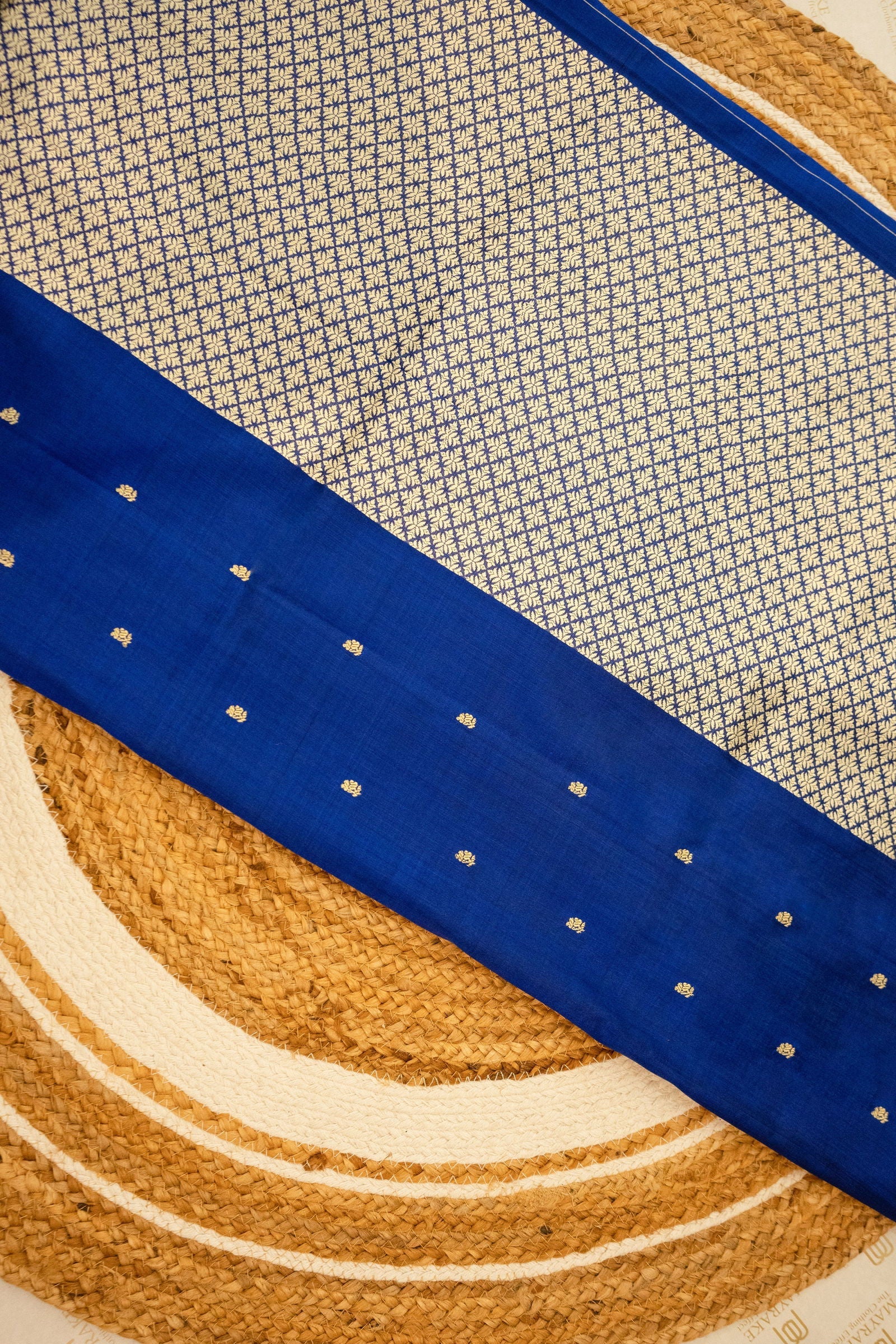 Handloom Ink Blue Pure Katan Silk Banarsi Saree - Mayrake