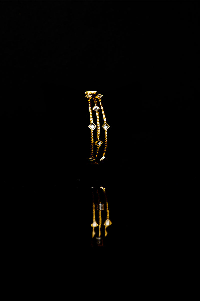 Premium Golden Layered Metal Stone Link Lock Bracelets - Mayrake.in