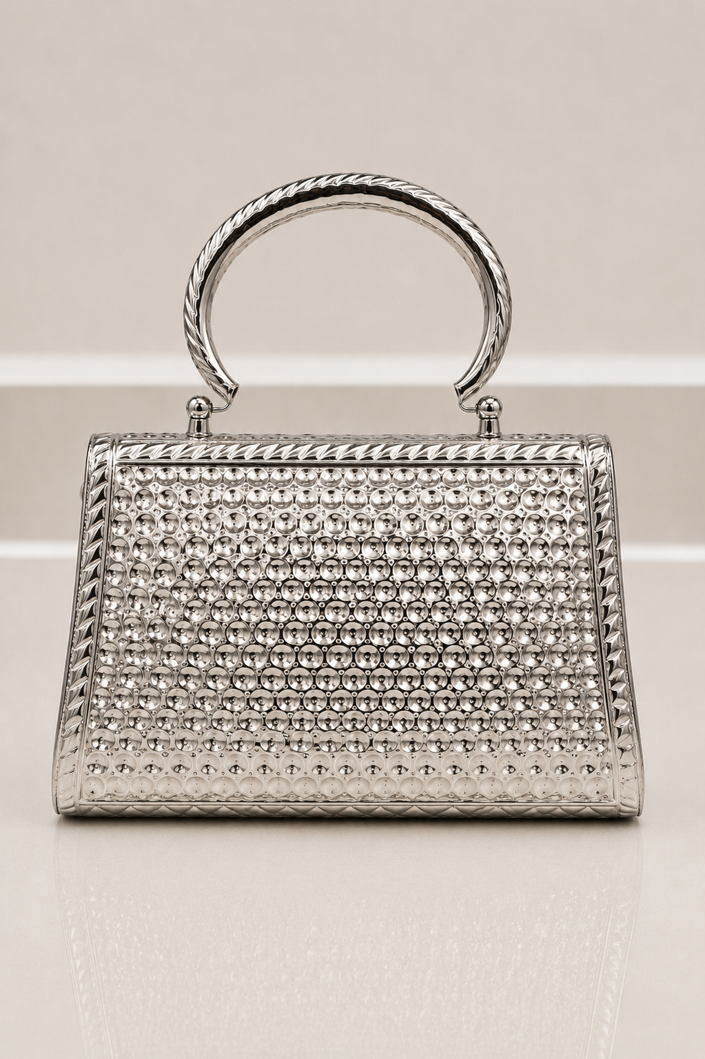 Silver Clutch with Royal Blue Floral Embossed Design