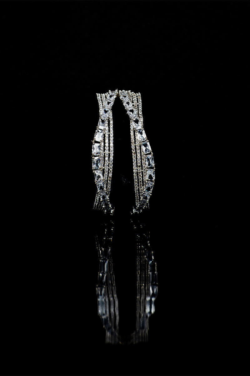 Sparkling Designer Antique Shape AD Bangles Set - Mayrake.in
