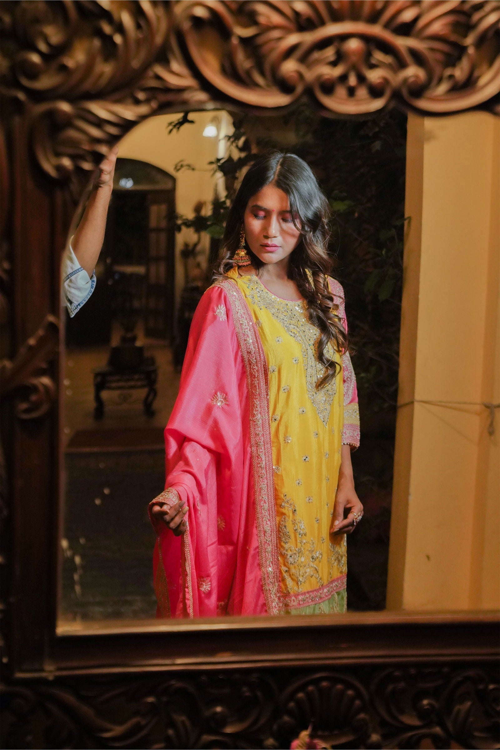 Yellow Dupion Silk Embroidered Suit - Mayrake.in