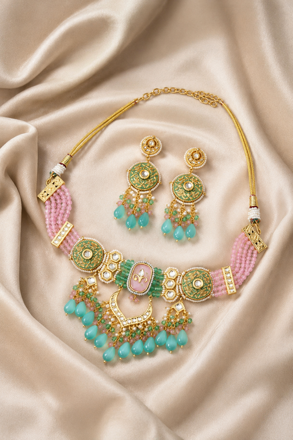 Multicolor Stone Mixed Metal Choker Jewellery Set