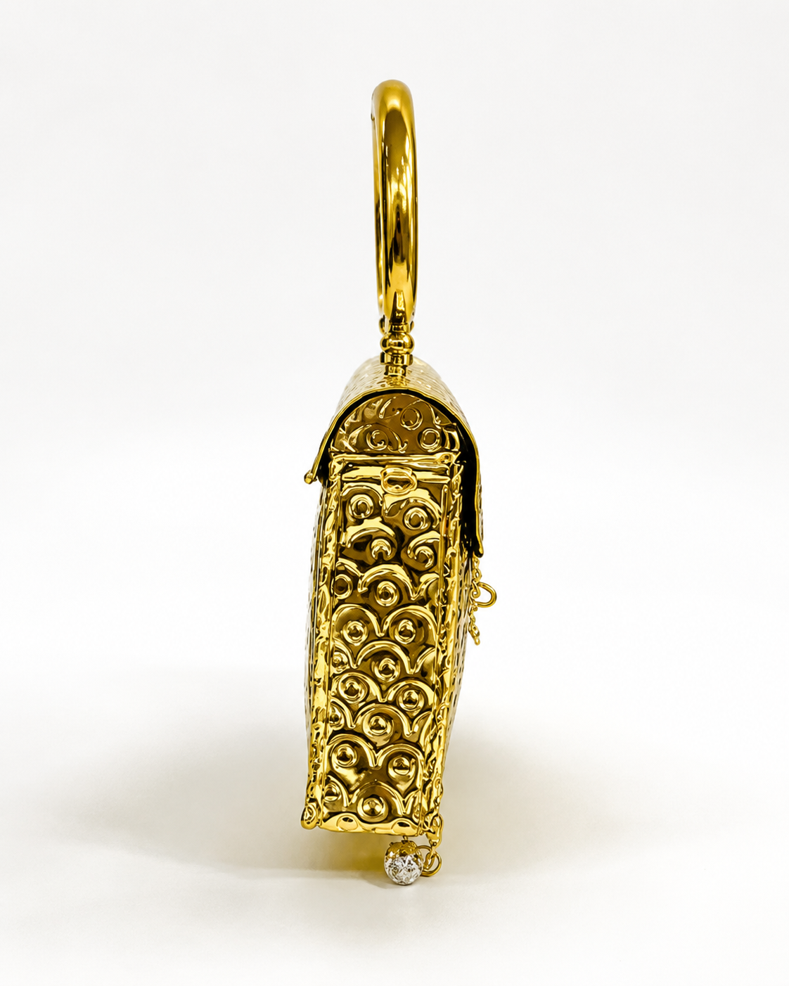 Gold Metal Clutch with Vintage Elephant Design