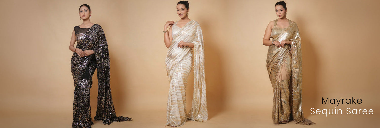 Buy Sequin Saree Online: Glam Up for Weddings & Festive Looks at Mayrake