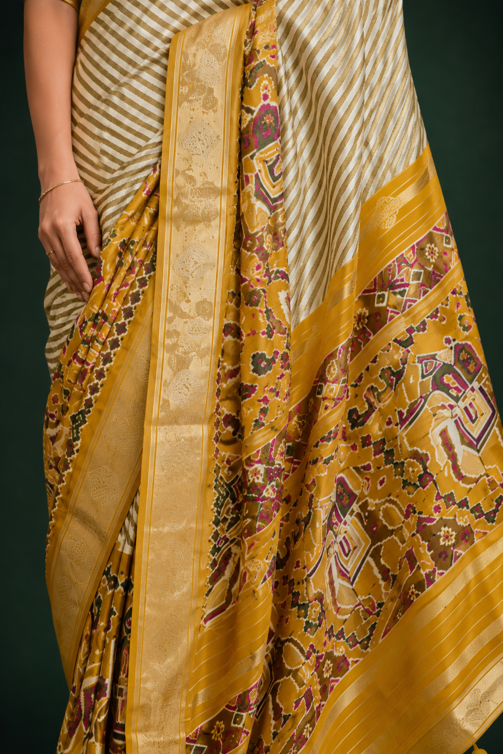 Yellow Raw Silk Saree with Silver Zari Border
