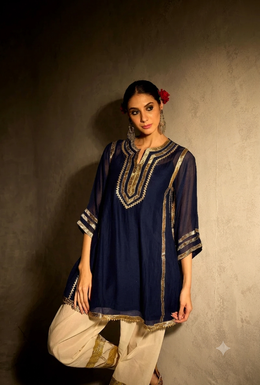 Navy Blue Choga Style Gulabo Salwar Set