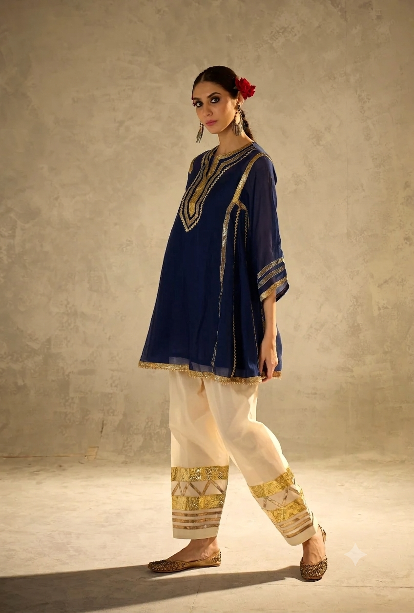 Navy Blue Choga Style Gulabo Salwar Set