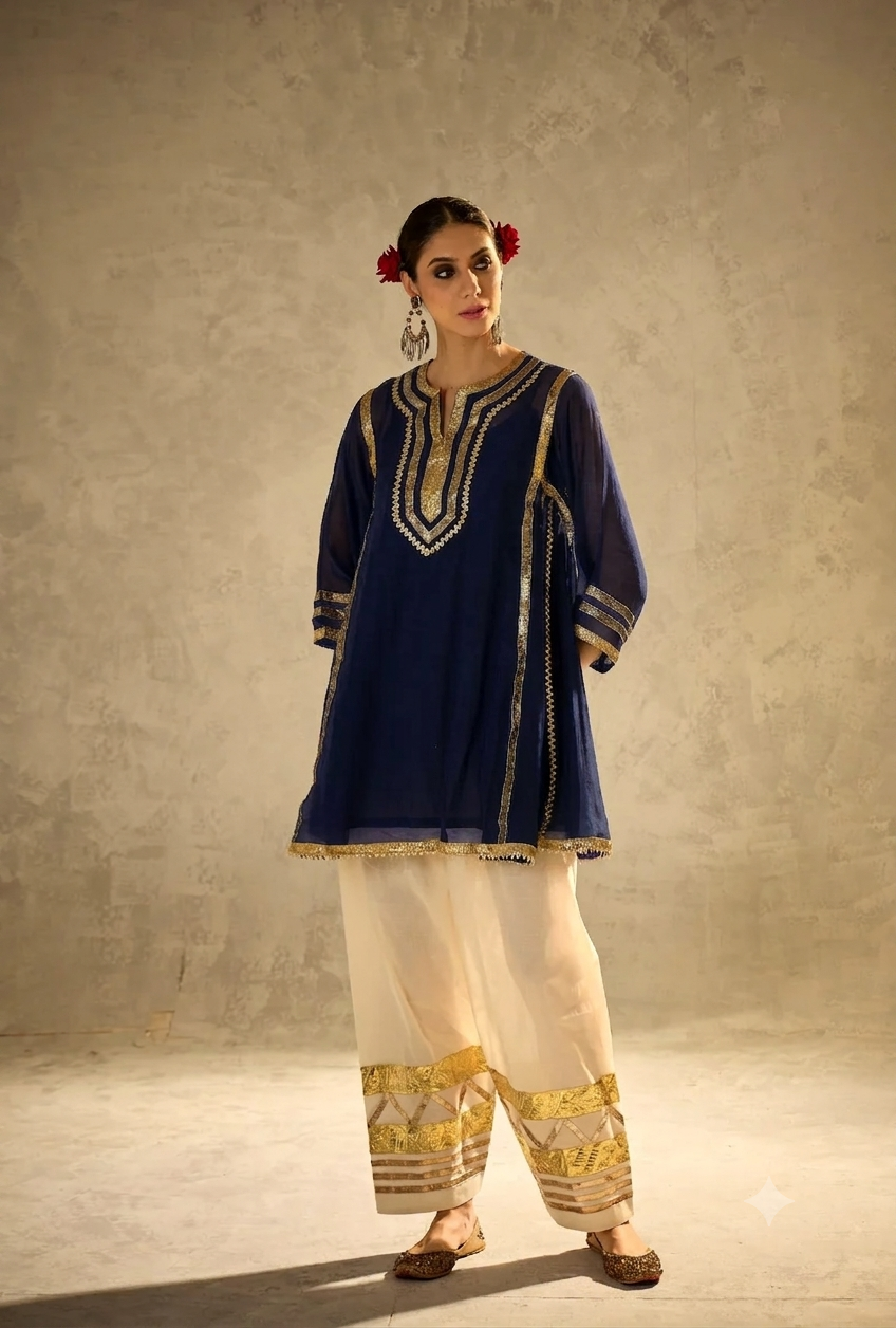 Navy Blue Choga Style Gulabo Salwar Set