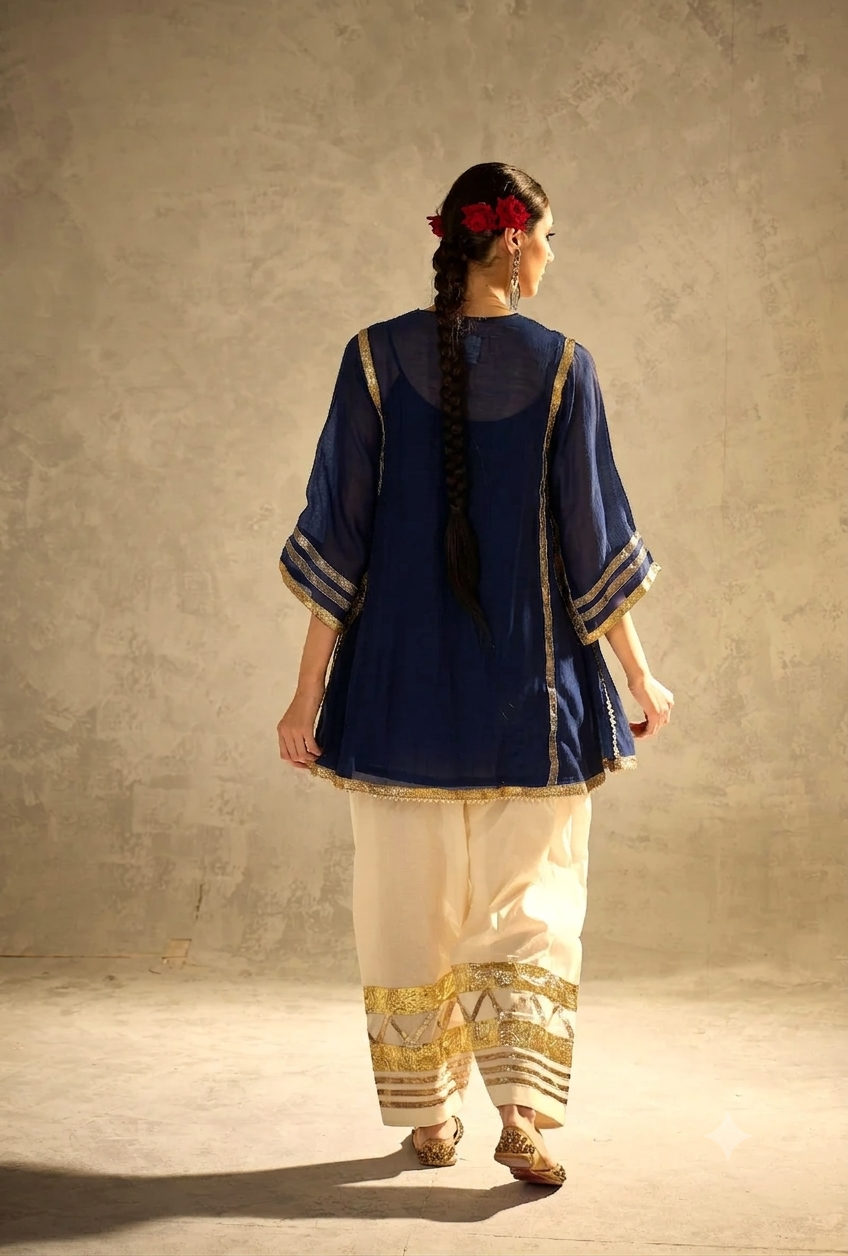 Navy Blue Choga Style Gulabo Salwar Set