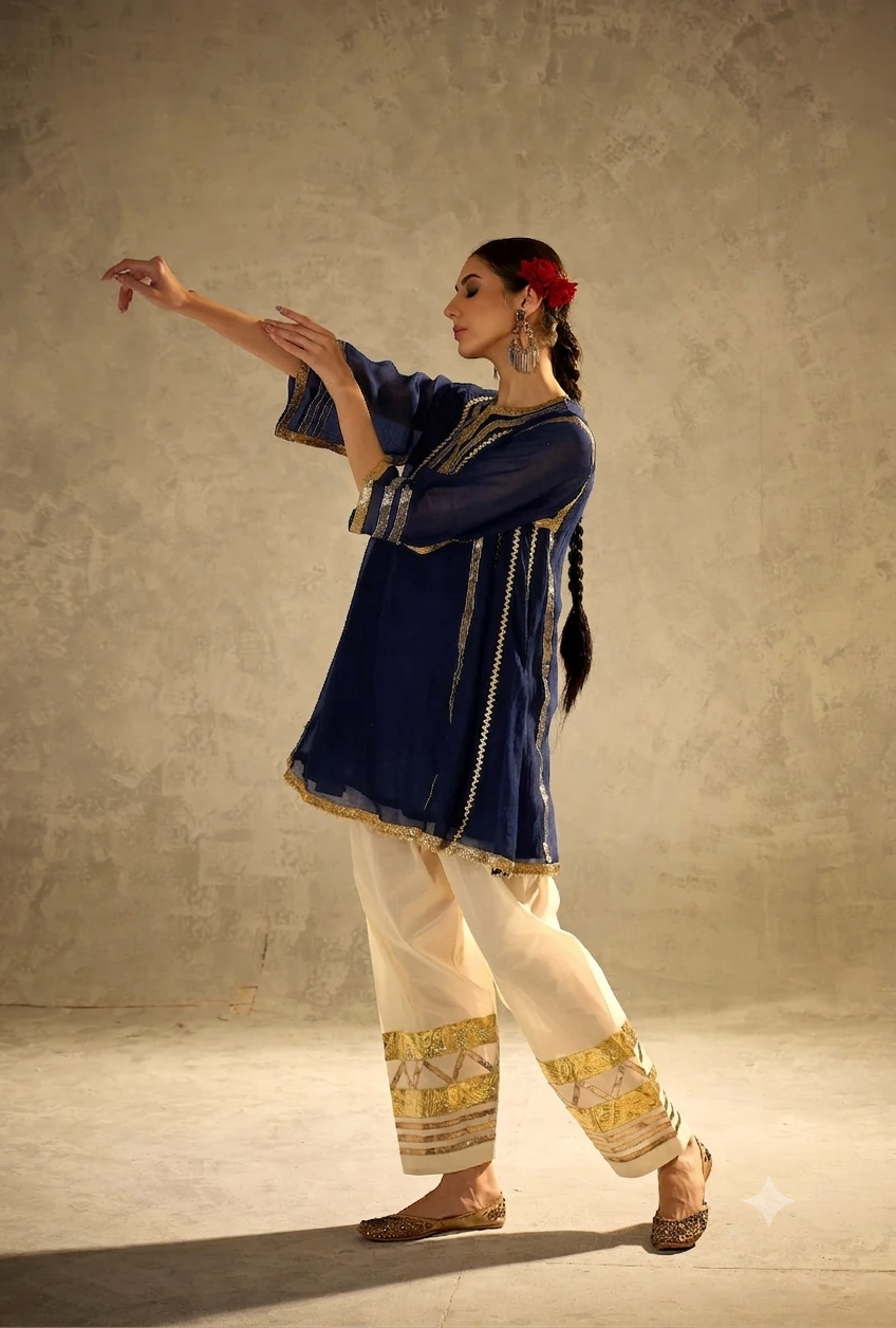 Navy Blue Choga Style Gulabo Salwar Set