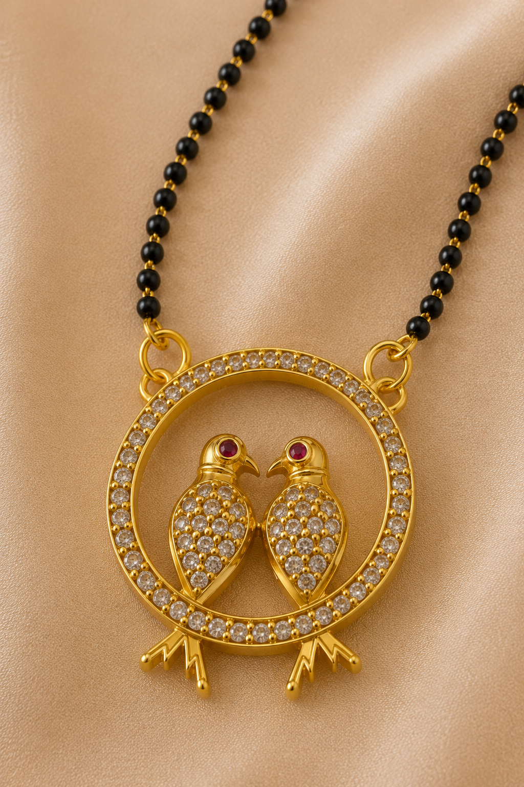 Gold Mangalsutra Set Love Birds Design
