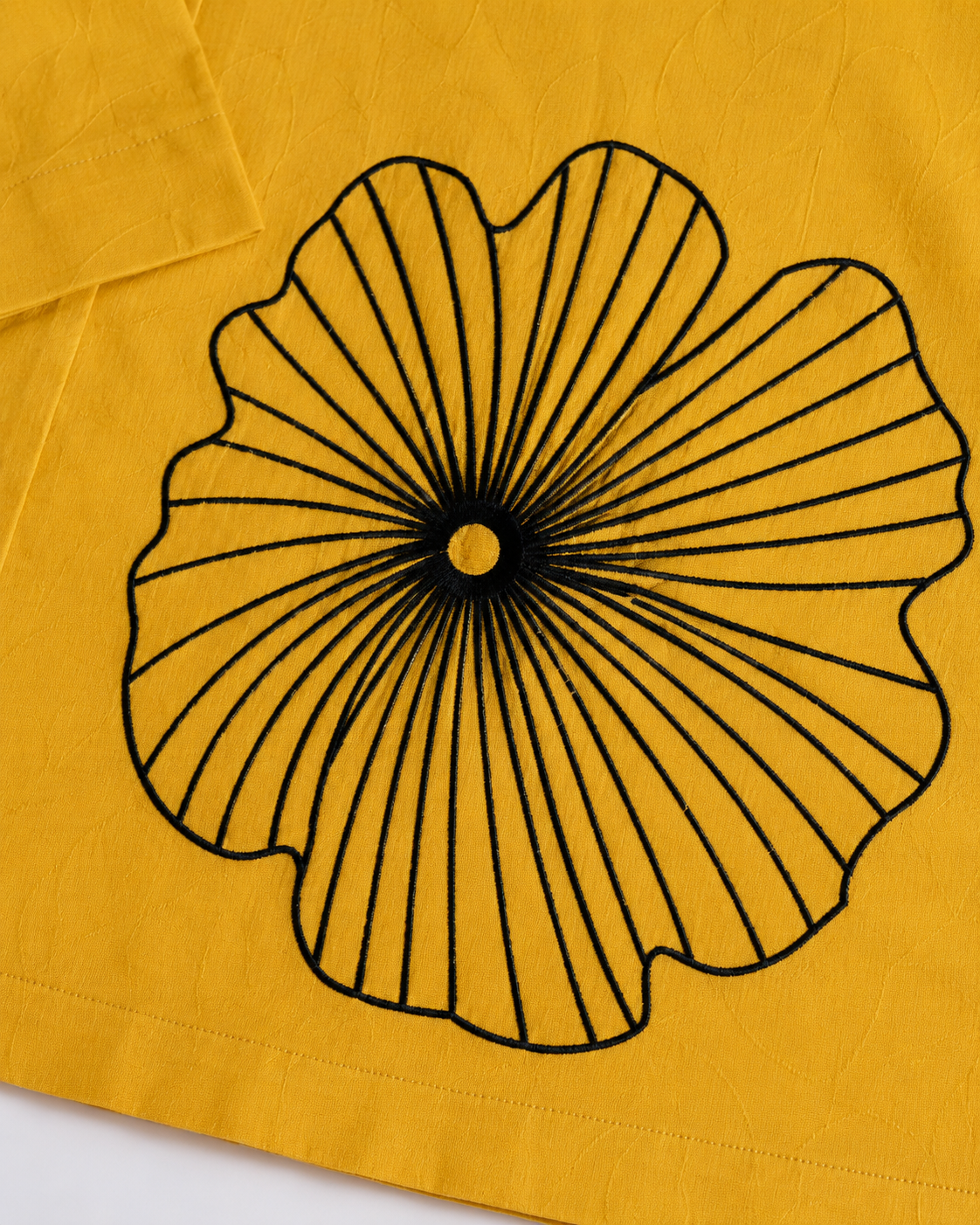 Mustard Yellow Cotton Co-Ord Set with Abstract Floral Thread Design