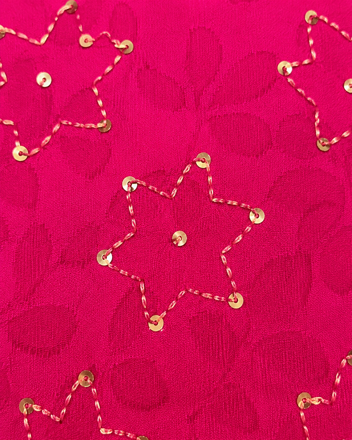 Rani Pink Mal Cotton Co-Ord Set with Star Katha Work
