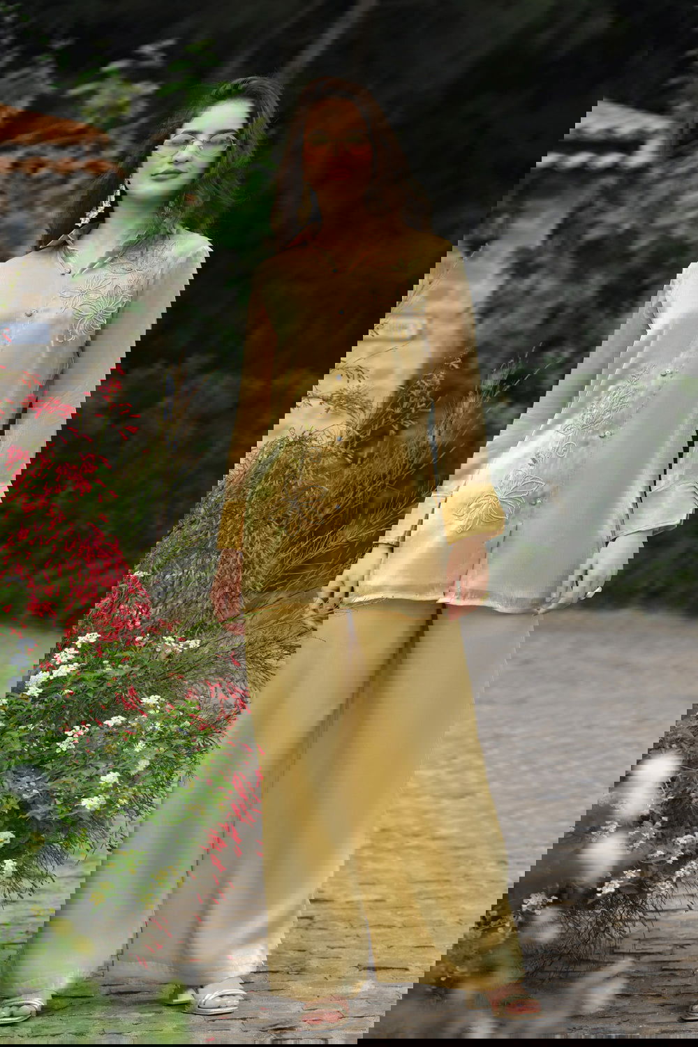 Light Yellow Handwork Viscose Silk Cord-Set Suit with Pant with Pocket - Mayrake.in