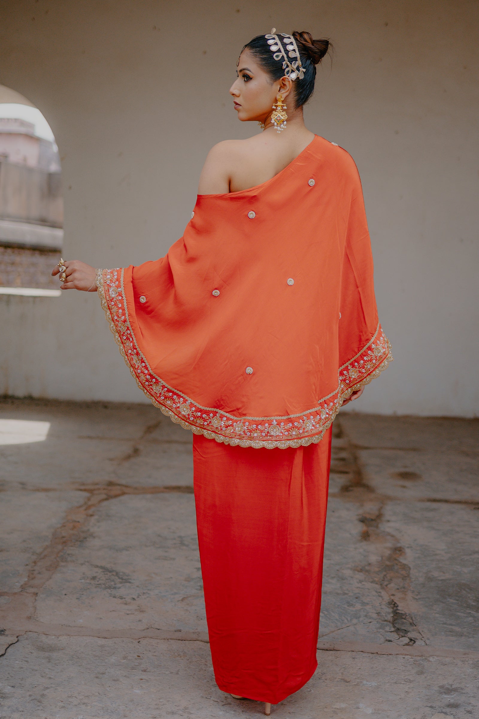 Orange_Crepe_Silk_3-Piece_Indo-Western_Dhoti_Pattern_Set_with_Top_0