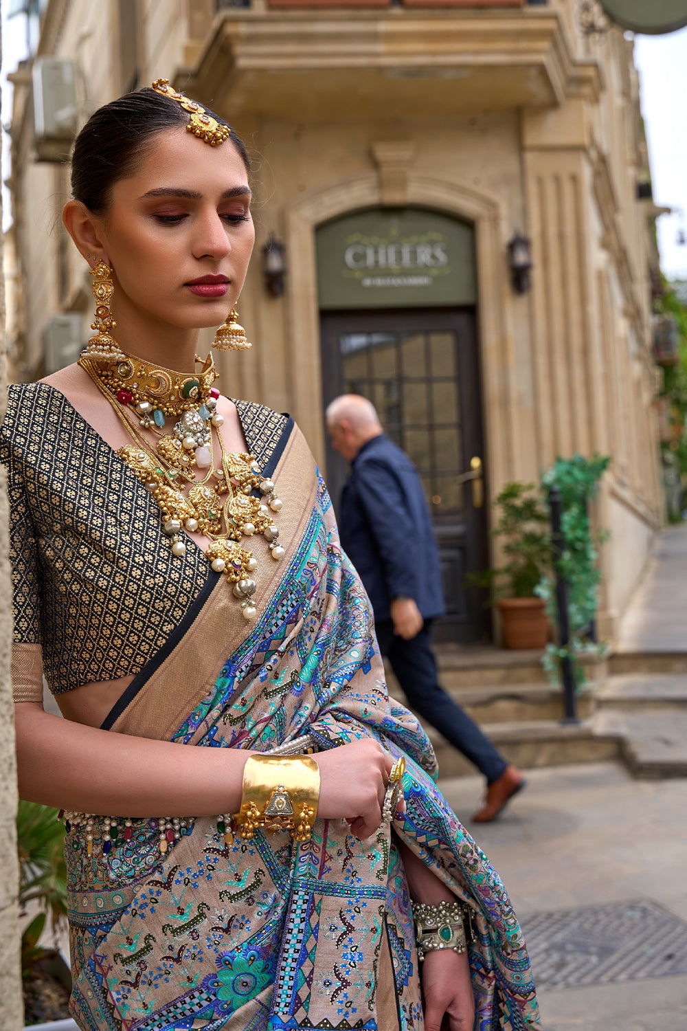Pastel Blue Raw Silk Saree with Floral Motifs - Mayrake.in