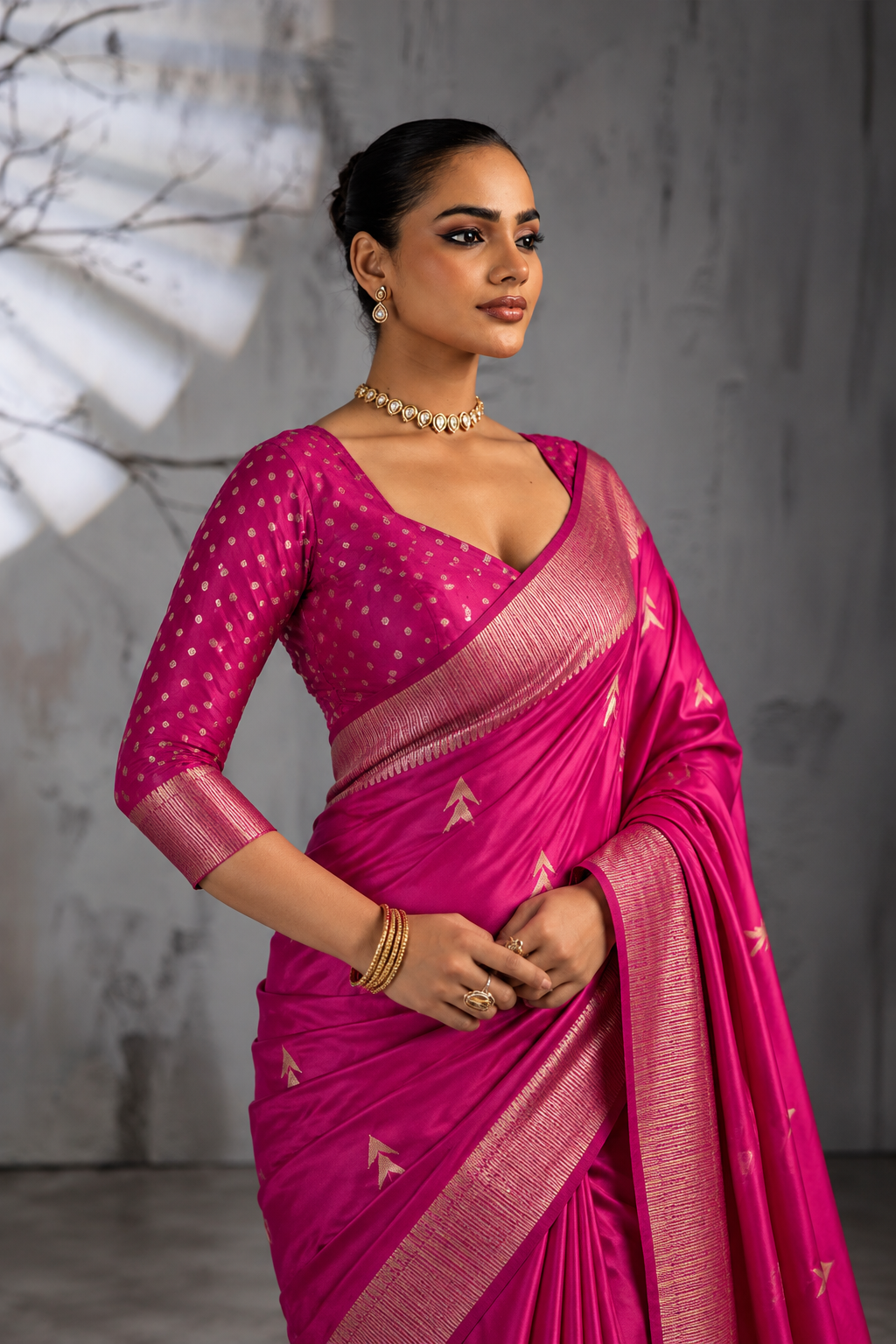 Pink Sattin Mungha Silk Saree with banarasi border
