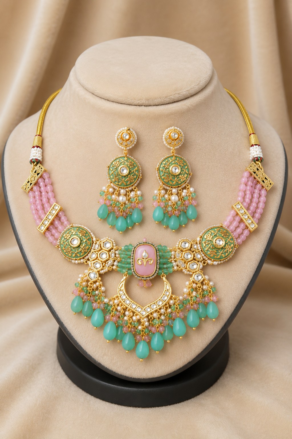 Multicolor Stone Mixed Metal Choker Jewellery Set