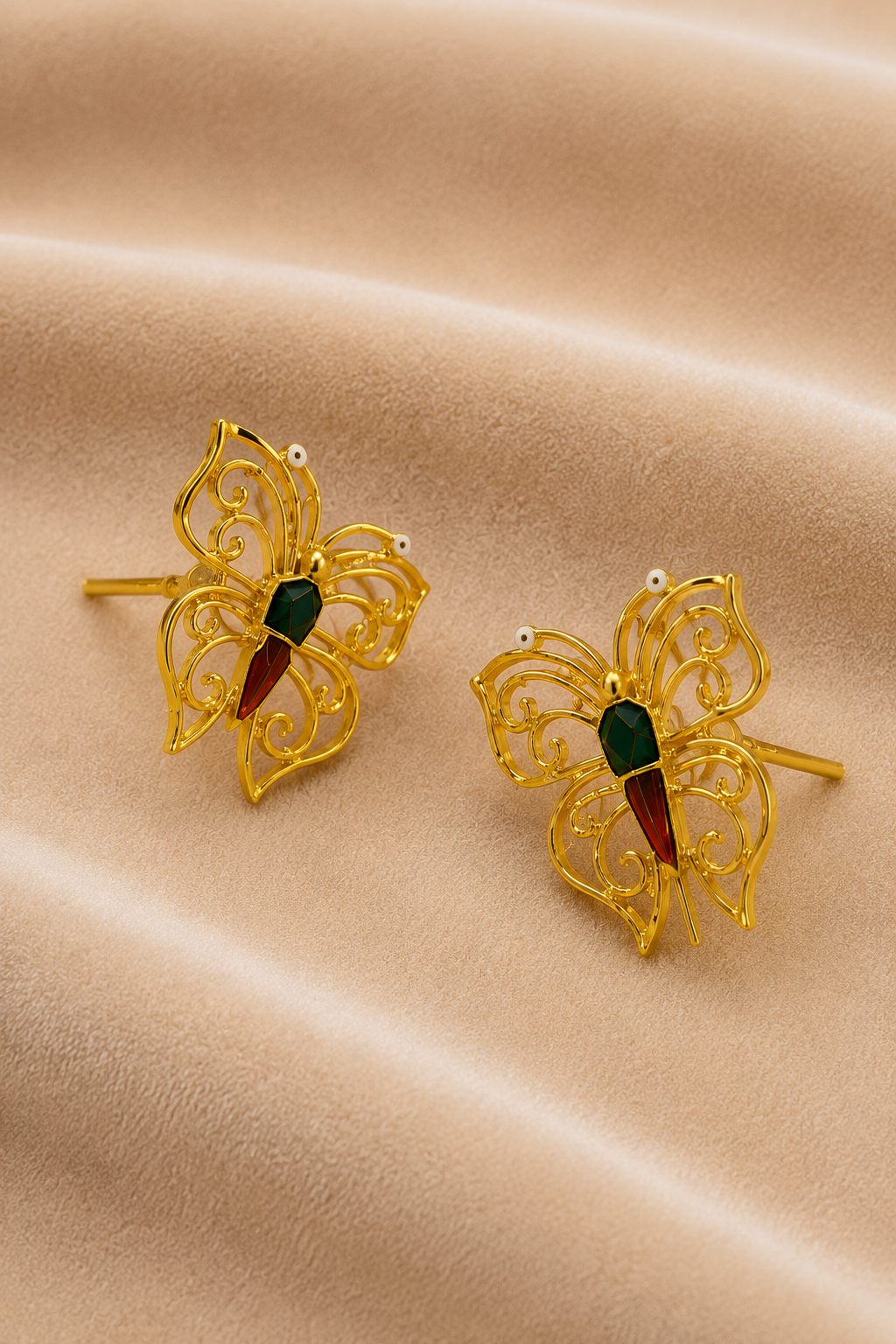 Gold-Tone Pendant Set With Butterfly Filigree Pendant
