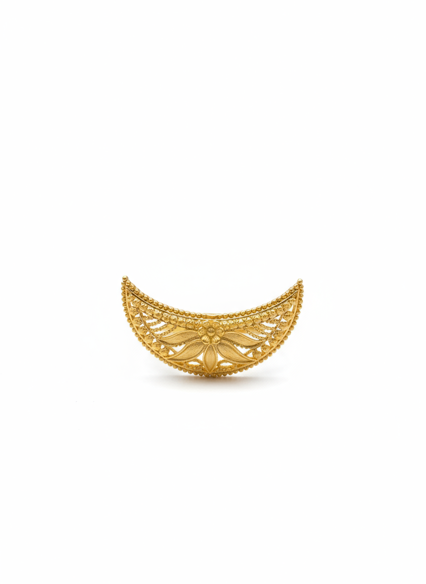 Chand Shape Ring With Flower Motif Design