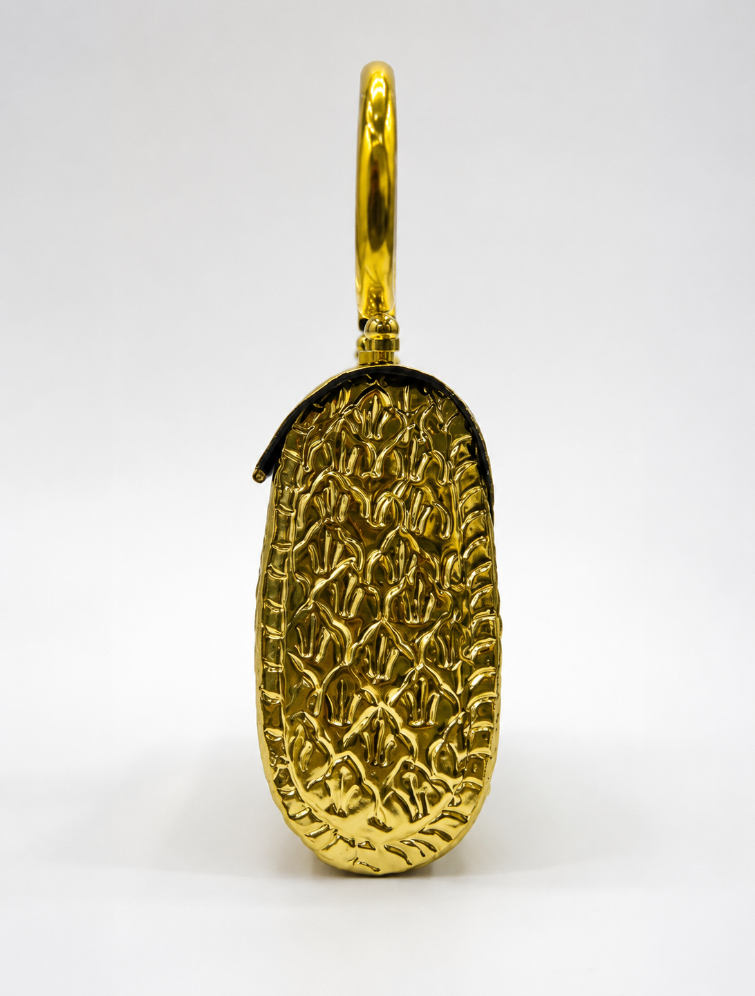 Gold Metal Clutch with Vintage Floral Design