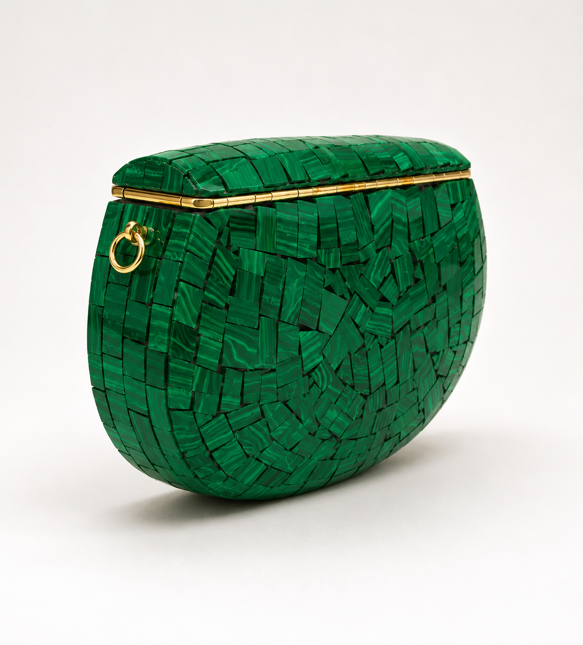 Green Clutch with Handcrafted Golden Mosaic
