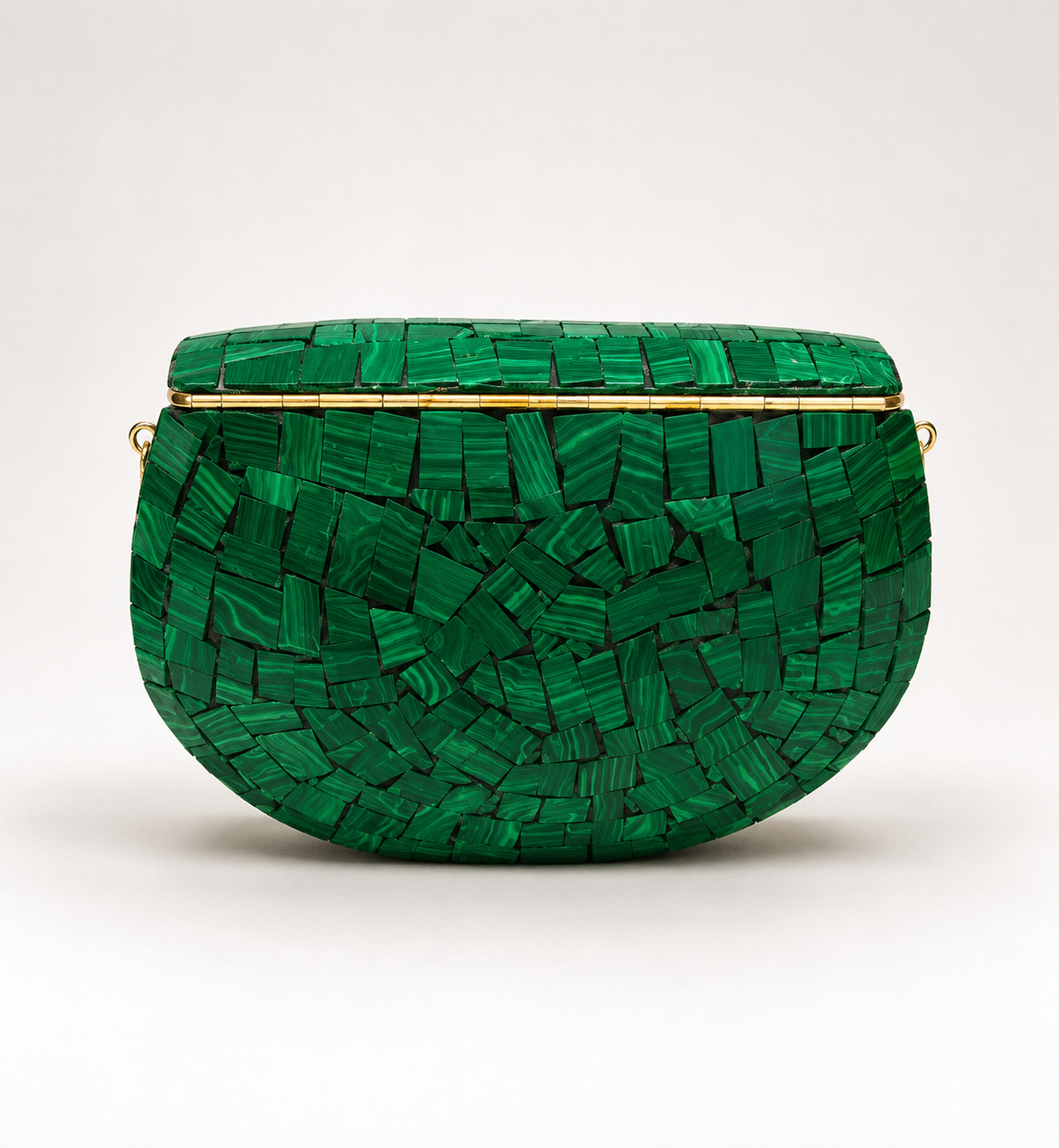 Green Clutch with Handcrafted Golden Mosaic