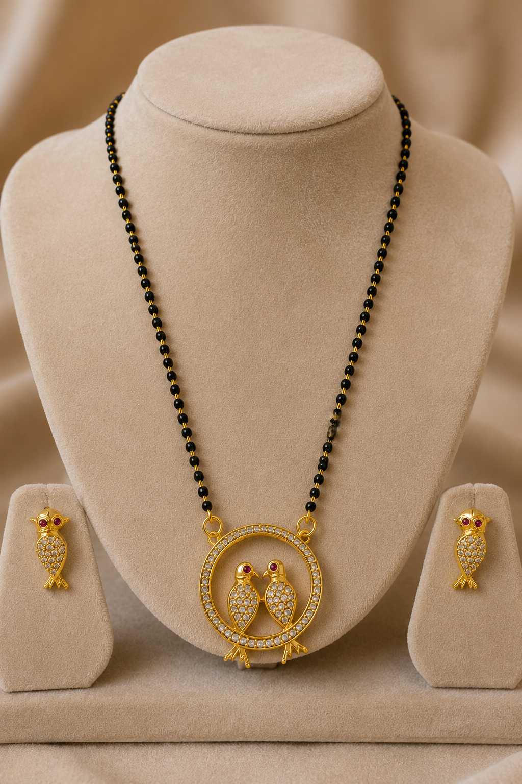 Gold-Tone Anti-Tarnish Mangalsutra Set Love Birds Design