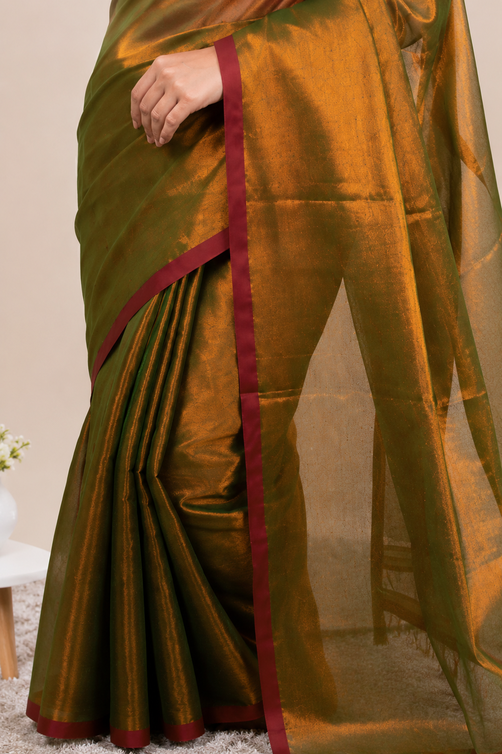 Mustard Gold Khadi Cotton Tissue Saree