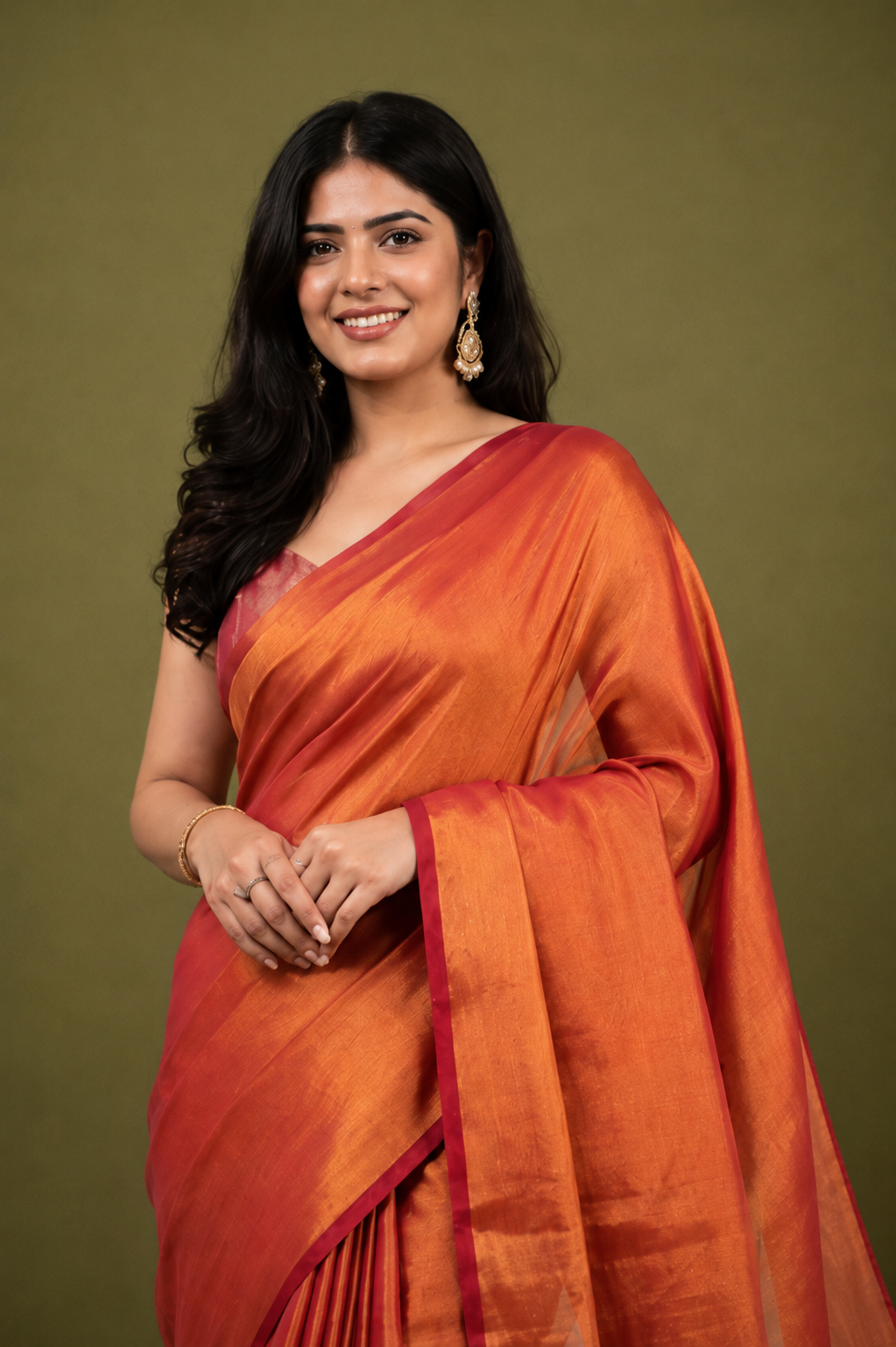 Rose Gold Khadi Cotton Tissue Saree